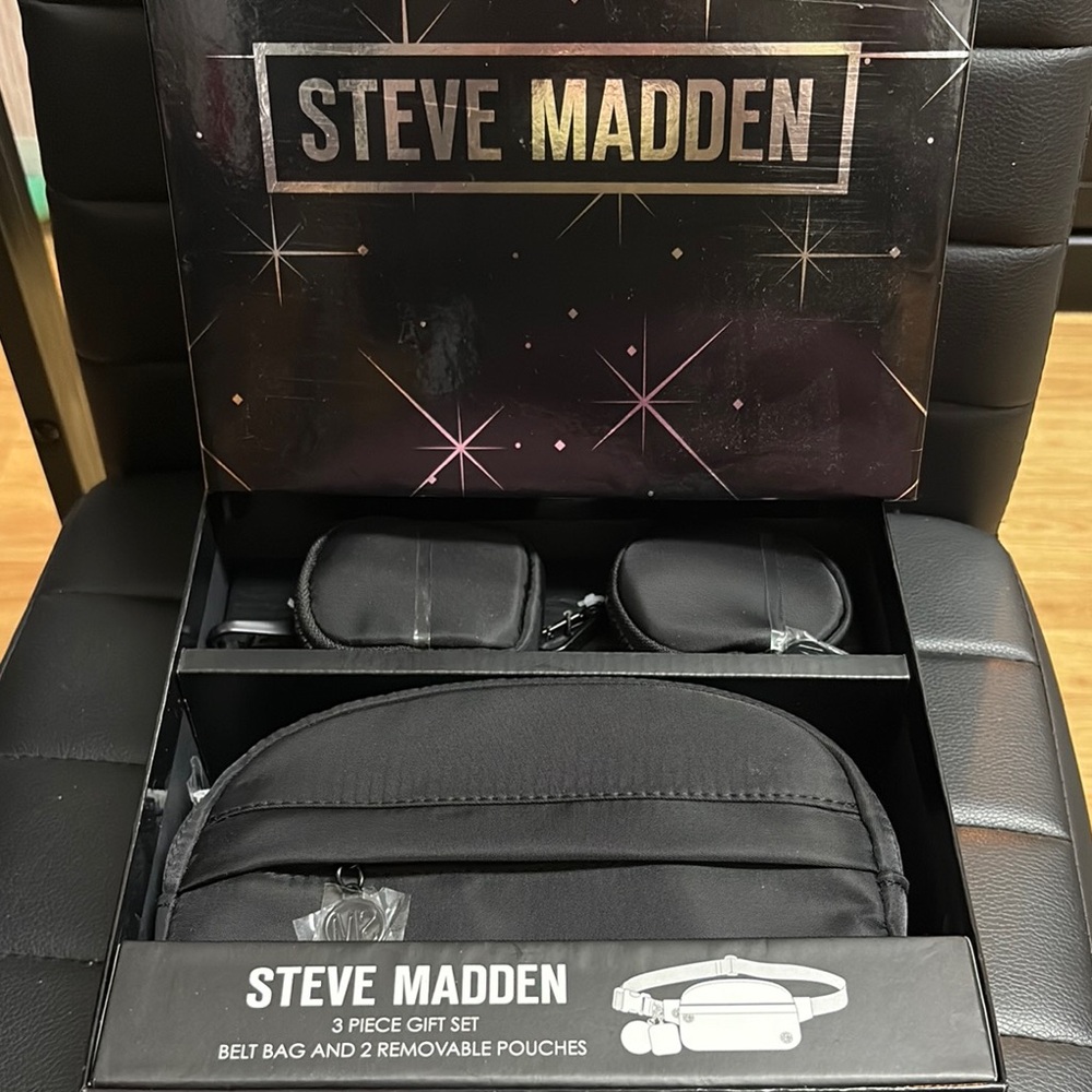 Steve Madden Black 3-Piece Belt Bag Set